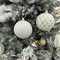 Vintage Rustic Christmas Ball Ornaments Sets, 3.15” Plastic Farmhouse Distressed Tree Decorations Shatterproof Antique Traditional Style Xmas Hanging Ornaments (White Gold, 6Pcs
